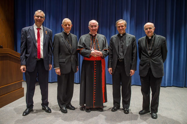 Professor John C. Cavadini; Donald Cardinal Wuerl; Marc Cardinal Ouellet; Rev. John I. Jenksins, C.S.C.; Archbishop Carlo Maria Viganò